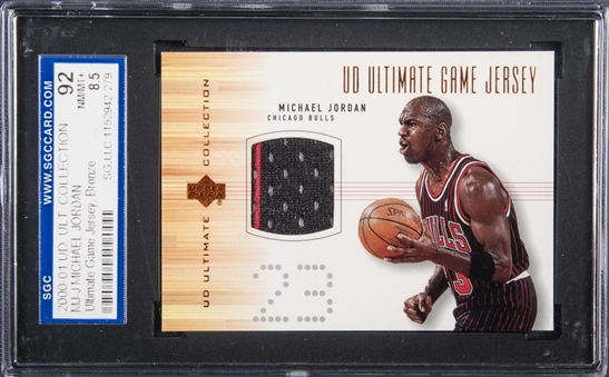 2000-01 UD Ultimate Collection "Ultimate Game Jersey" Bronze #MJ-J Michael Jordan Patch Card - SGC 92 NM-MT+ 8.5